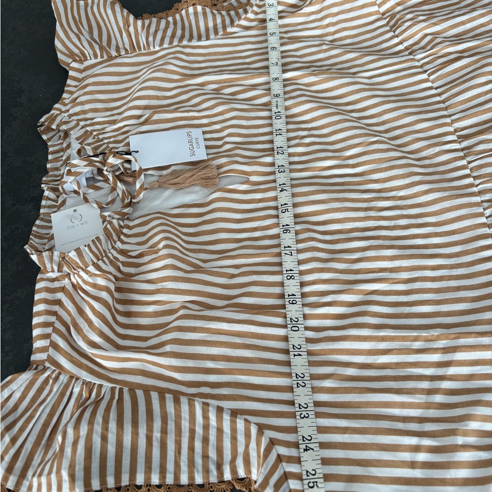 Sugarlips Tan and White Striped Blouse - Picture 5 of 6